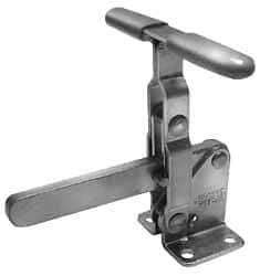 Lapeer - 700 Lb Holding Capacity, Vertical Handle, Manual Hold Down Toggle Clamp - 57° Handle Movement, 106° Bar Opening, Solid Bar, Flanged Base, Carbon Steel - Americas Industrial Supply