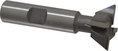 Made in USA - 1" Diam x 3/8" Width of Cut, 60° Included Angle, Carbide-Tipped Dovetail Cutter - 1/2" Shank Diam, 2-1/2" Overall Length, 0.02" Corner Radius, Weldon Flat, Uncoated - Americas Industrial Supply