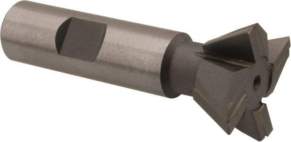 Made in USA - 1-1/4" Diam x 1/2" Width of Cut, 60° Included Angle, Carbide-Tipped Dovetail Cutter - 5/8" Shank Diam, 2-3/4" Overall Length, 0.02" Corner Radius, Weldon Flat, Uncoated - Americas Industrial Supply