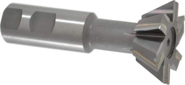 Made in USA - 2" Diam x 3/4" Width of Cut, 60° Included Angle, Carbide-Tipped Dovetail Cutter - 1" Shank Diam, 4-1/4" Overall Length, 0.02" Corner Radius, Weldon Flat, Uncoated - Americas Industrial Supply
