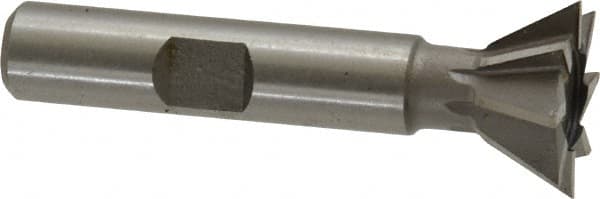 Made in USA - 3/4" Diam x 5/16" Width of Cut, 60° Included Angle, High Speed Steel Dovetail Cutter - 3/8" Shank Diam, 2-1/8" Overall Length, Weldon Flat, Uncoated - Americas Industrial Supply