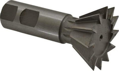 Made in USA - 1-7/8" Diam x 13/16" Width of Cut, 60° Included Angle, High Speed Steel Dovetail Cutter - 7/8" Shank Diam, 3-1/4" Overall Length, Weldon Flat, Uncoated - Americas Industrial Supply