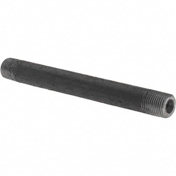 Made in USA - Schedule 80, 1/8" Diam x 3-1/2" Long Black Pipe Nipple - Threaded - Americas Industrial Supply