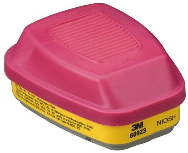 3M - Yellow and Magenta P100 Cartridge and Filter Combination - Series 6000, Protects Against Acid Gas, Organic Vapor - Americas Industrial Supply