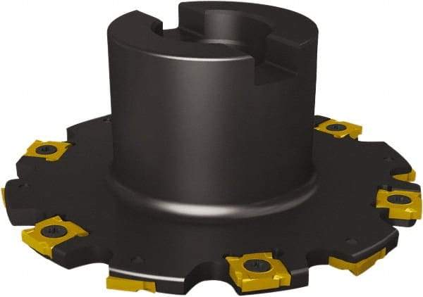 Seco - Shell Mount Connection, 5/16" Cutting Width, 0.91" Depth of Cut, 101.6mm Cutter Diam, 1" Hole Diam, 5 Tooth Indexable Slotting Cutter - R335.19 Toolholder, SNHQ 12045L, SNHQ 12045R Insert, Right Hand Cutting Direction - Americas Industrial Supply