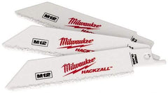 Milwaukee Tool - 4" Long x 3/4" Thick, Bi-Metal Reciprocating Saw Blade - Scroll Profile, Continuous Edge, Universal Shank - Americas Industrial Supply