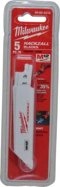 Milwaukee Tool - 4" Long x 3/4" Thick, Bi-Metal Reciprocating Saw Blade - Straight Profile, 18 TPI, Toothed Edge, Universal Shank - Americas Industrial Supply