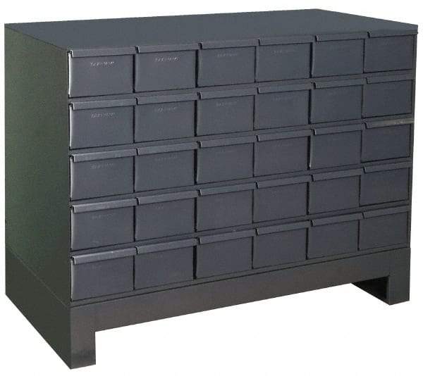 Durham - 30 Bin Drawer Cabinet System - 17-1/4 Inch Overall Depth x 26-7/8 Inch Overall Height, Gray Steel Bins - Americas Industrial Supply