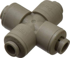 Parker - 1/4" Outside Diam, Acetal Push-to-Connect Tube Cross - 300 Max psi, Tan - Americas Industrial Supply