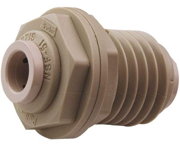Parker - 3/8 x 1/4" Outside Diam, Polypropylene Push-to-Connect Tube Bulkhead Union - 150 Max psi, Tan - Americas Industrial Supply
