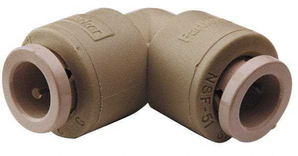 Parker - 3/8 x 1/4" Outside Diam, Polypropylene Push-to-Connect Tube Union Elbow - 150 Max psi, Tan - Americas Industrial Supply