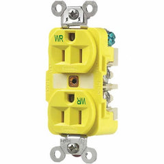 Hubbell Wiring Device-Kellems - 125V 15A NEMA 5-15R Industrial Grade Yellow Straight Blade Duplex Receptacle - Americas Industrial Supply