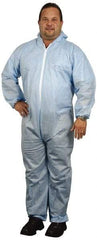PRO-SAFE - Size 4XL SMS General Purpose Coveralls - Blue, Zipper Closure, Elastic Cuffs, Open Ankles, Serged Seams, ISO Class 6 - Americas Industrial Supply