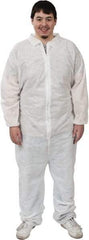 PRO-SAFE - Size XL SMS Chemical Resistant Coveralls - White, Zipper Closure, Elastic Cuffs, Elastic Ankles, Serged Seams, ISO Class 6 - Americas Industrial Supply