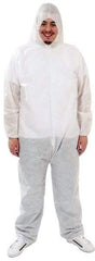 PRO-SAFE - Size 3XL SMS Chemical Resistant Coveralls - White, Zipper Closure, Elastic Cuffs, Open Ankles, Serged Seams, ISO Class 6 - Americas Industrial Supply