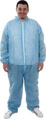 PRO-SAFE - Size XL Polypropylene General Purpose Coveralls - Blue, Zipper Closure, Elastic Cuffs, Elastic Ankles, Serged Seams, ISO Class 7 - Americas Industrial Supply
