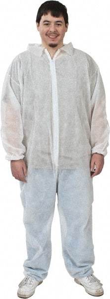 PRO-SAFE - Size XL Polypropylene General Purpose Coveralls - White, Zipper Closure, Elastic Cuffs, Elastic Ankles, Serged Seams, ISO Class 7 - Americas Industrial Supply