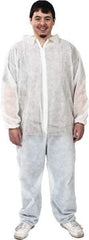 PRO-SAFE - Size 3XL Polypropylene General Purpose Coveralls - White, Zipper Closure, Elastic Cuffs, Elastic Ankles, Serged Seams, ISO Class 7 - Americas Industrial Supply
