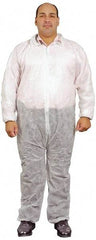PRO-SAFE - Size M Polypropylene General Purpose Coveralls - White, Zipper Closure, Elastic Cuffs, Elastic Ankles, Serged Seams, ISO Class 7 - Americas Industrial Supply
