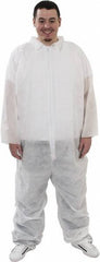 PRO-SAFE - Size XL Polypropylene General Purpose Coveralls - White, Zipper Closure, Elastic Cuffs, Elastic Ankles, Serged Seams, ISO Class 7 - Americas Industrial Supply