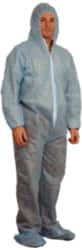 PRO-SAFE - Size M Polypropylene General Purpose Coveralls - Blue, Zipper Closure, Elastic Cuffs, Open Ankles, Serged Seams, ISO Class 7 - Americas Industrial Supply