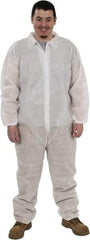PRO-SAFE - Size M Polypropylene General Purpose Coveralls - White, Zipper Closure, Elastic Cuffs, Elastic Ankles, Serged Seams, ISO Class 7 - Americas Industrial Supply