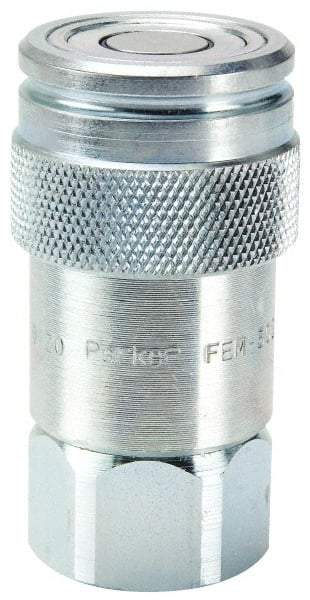 Parker - 9/16-18 SAE Steel Hydraulic Hose Female Pipe Thread Coupler & No Lock Fitting - 4,568 psi - Americas Industrial Supply