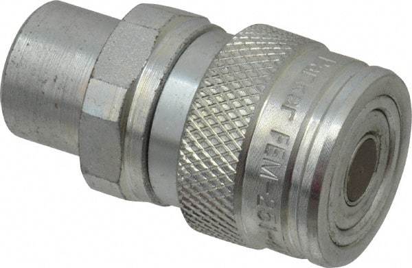Parker - 1/4-18 NPSF Steel Hydraulic Hose Female Pipe Thread Coupler & No Lock Fitting - 4,568 psi - Americas Industrial Supply