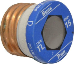 Cooper Bussmann - 125 VAC, 15 Amp, Time Delay Plug Fuse - 2.38" OAL, 10 (RMS Symmetrical) kA Rating, 2-1/4" Diam - Americas Industrial Supply