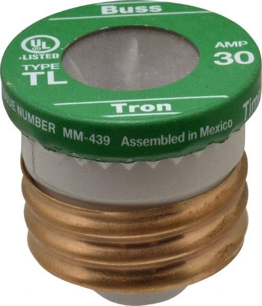 Cooper Bussmann - 125 VAC, 30 Amp, Time Delay Plug Fuse - 2.38" OAL, 10 (RMS Symmetrical) kA Rating, 2-1/4" Diam - Americas Industrial Supply