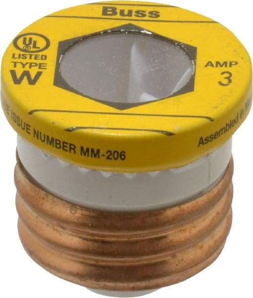 Cooper Bussmann - 125 VAC, 3 Amp, Fast-Acting Plug Fuse - 1.21" OAL, 10 (RMS Symmetrical) kA Rating - Americas Industrial Supply