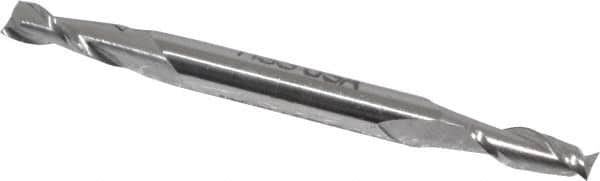 Made in USA - 5/32", 7/16" LOC, 3/16" Shank Diam, 2-1/4" OAL, 2 Flute, High Speed Steel Square End Mill - Double End, Uncoated, Spiral Flute, 30° Helix, Centercutting - Americas Industrial Supply