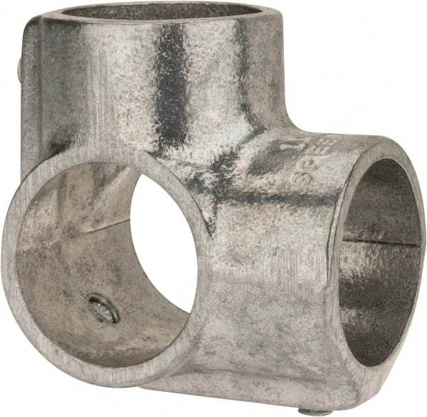 Hollaender - 1-1/4" Pipe, Side Outlet Tee-E, Aluminum Alloy Tee Pipe Rail Fitting - Bright Finish - Americas Industrial Supply