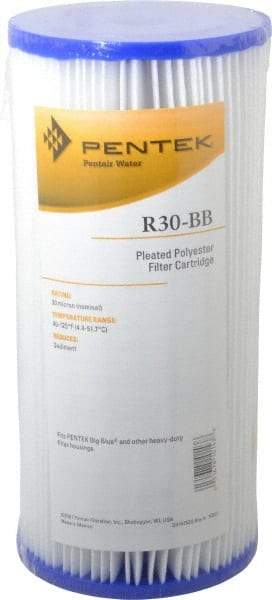 Pentair - 4-1/2" OD, 30µ, Non-Woven Polyester Pleated Cartridge Filter - 9-3/4" Long, Reduces Sediments - Americas Industrial Supply