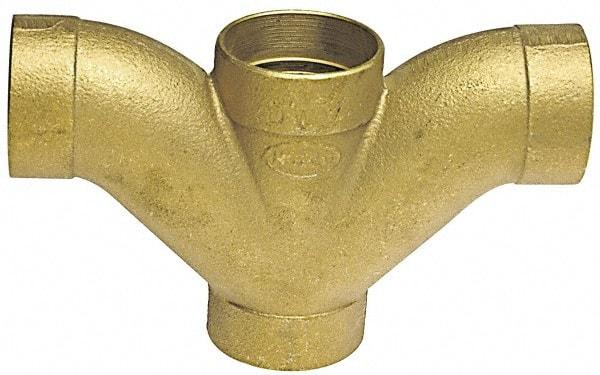 NIBCO - 2 x 2 x 1-1/2 x 1-1/2", Cast Copper Drain, Waste & Vent Pipe Double Long Turn T Y - C x C x C x C - Americas Industrial Supply