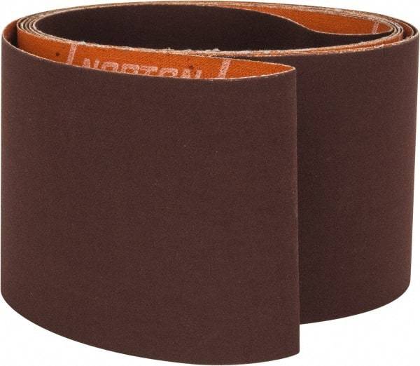 Norton - 3" Wide x 132" OAL, 240 Grit, Aluminum Oxide Abrasive Belt - Aluminum Oxide, Very Fine, Coated, J Weighted Cloth Backing, Series R245 - Americas Industrial Supply