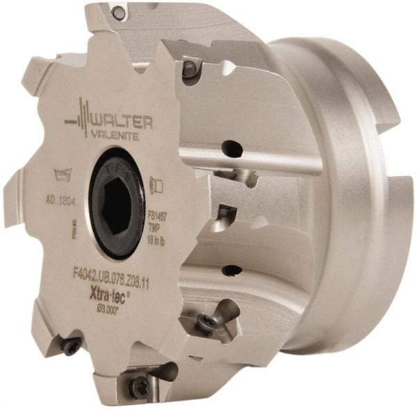 Walter - 8 Inserts, 4" Cut Diam, 1-1/2" Arbor Diam, 0.591" Max Depth of Cut, Indexable Square-Shoulder Face Mill - 0/90° Lead Angle, 2.48" High, AD.T 1606.. Insert Compatibility, Series F4042 - Americas Industrial Supply