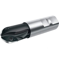 Walter - 3/4" Cut Diam, 0.59" Max Depth of Cut, 3/4" Shank Diam, 3.41" OAL, Indexable Ball Nose End Mill - 1.38" Head Length, Straight Shank, F2339 Toolholder, XDMT 16T3095 R Insert - Americas Industrial Supply