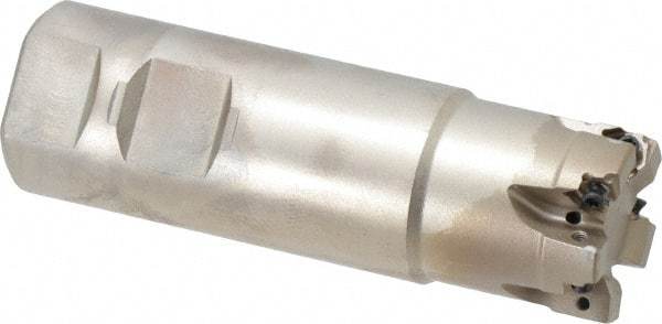 Seco - 1-1/4" Cut Diam, 0.157" Max Depth of Cut, 1-1/4" Shank Diam, 4" OAL, Indexable Square Shoulder End Mill - XNEX 04.. Inserts, Weldon Shank, 90° Lead Angle, Through Coolant, Series R217.96 - Americas Industrial Supply
