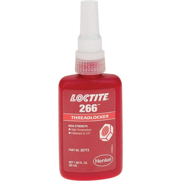 Loctite - 50 mL, Red, High Strength Threadlocker - Series 266 - Americas Industrial Supply