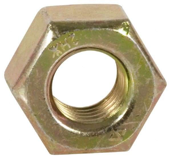 Value Collection - 1-8 UNC Steel Right Hand Heavy Hex Nut - 1-5/8" Across Flats, 63/64" High, Zinc Yellow Dichromate Finish - Americas Industrial Supply