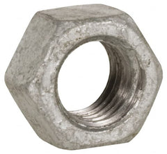 Value Collection - 1/4-20 UNC Steel Right Hand Heavy Hex Nut - 1/2" Across Flats, 15/64" High, Hot Dipped Galvanized Finish - Americas Industrial Supply