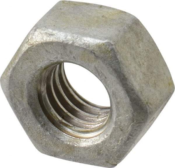 Value Collection - 3/8-16 UNC Steel Right Hand Heavy Hex Nut - 11/16" Across Flats, 23/64" High, Hot Dipped Galvanized Finish - Americas Industrial Supply