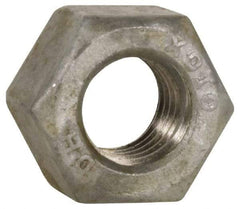 Value Collection - 7/8-9 UNC Steel Right Hand Heavy Hex Nut - 1-7/16" Across Flats, 55/64" High, Hot Dipped Galvanized Finish - Americas Industrial Supply