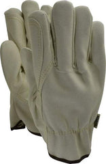 MCR Safety - Size L (9) Split Cowhide General Protection Work Gloves - For Work & Driver, Uncoated, Slip-On Cuff, Full Fingered, Beige, Paired - Americas Industrial Supply