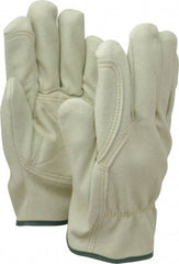 MCR Safety - Size M (8) Split Cowhide General Protection Work Gloves - For Work & Driver, Uncoated, Slip-On Cuff, Full Fingered, Beige, Paired - Americas Industrial Supply