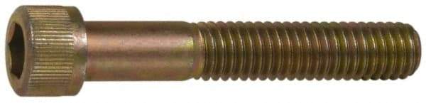 Made in USA - 5/16-18 UNC Hex Socket Drive, Socket Cap Screw - Grade 4037 Alloy Steel, Yellow Cadmium-Plated Finish, Partially Threaded, 2-1/2" Length Under Head - Americas Industrial Supply