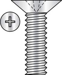 Made in USA - #8-32 UNC, 1/2" OAL Phillips Drive Machine Screw - Flat Head, Grade 3 Steel, Yellow Cadmium-Plated Finish, Without Washer - Americas Industrial Supply