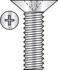 Made in USA - #8-32 UNC, 1/2" OAL Phillips Drive Machine Screw - Flat Head, Grade 3 Steel, Yellow Cadmium-Plated Finish, Without Washer - Americas Industrial Supply