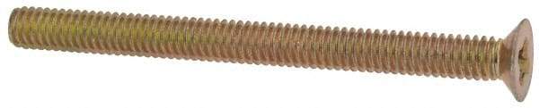 Made in USA - #4-48 UNF, 1-3/8" OAL Phillips Drive Machine Screw - Flat Head, Grade 3 Steel, Yellow Cadmium-Plated Finish, Without Washer - Americas Industrial Supply